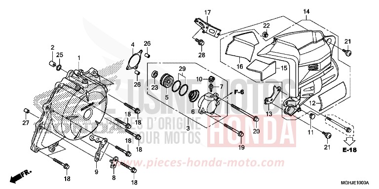 COUVERCLE DE GENERATEUR C.A. de VFR1200X "Crosstourer" Méca PEARL GLARE WHITE (NHB53) 2018